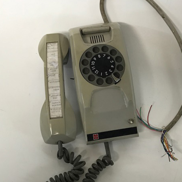 PHONE, Telephone 1980s Grey Rotary Dial Wall Mount